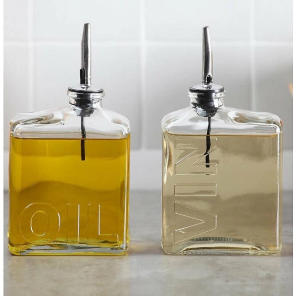 Global Market Glassworks Oil & Vinegar Cruet Set, 20oz, Square Bottles, NWT